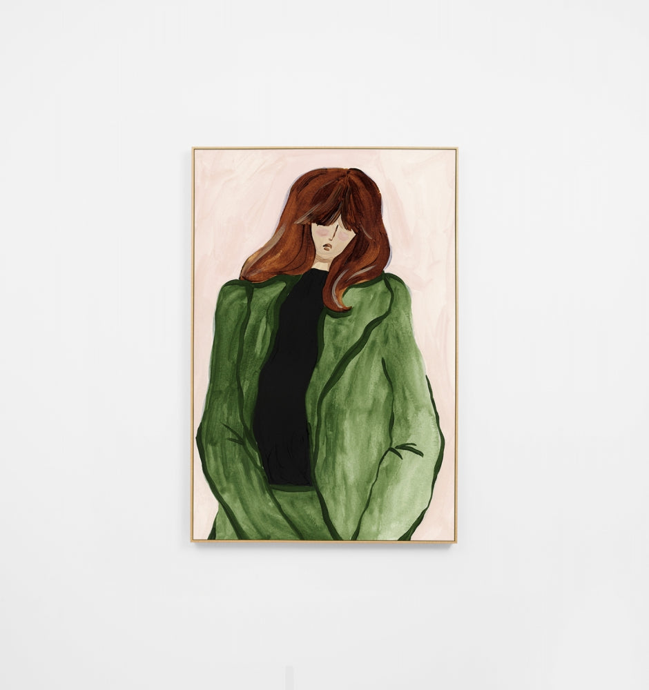 Suited Lady Green Canvas