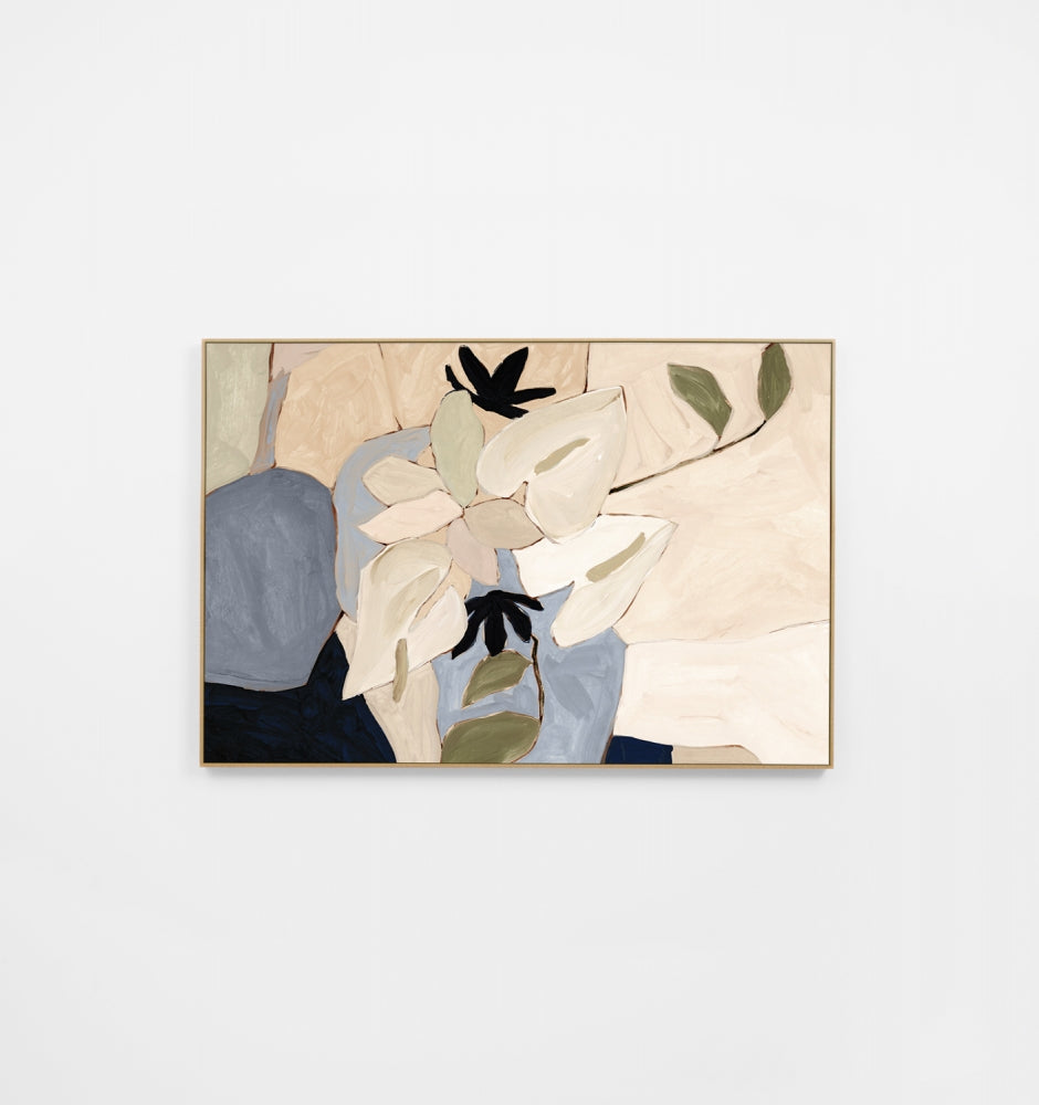 Lily Mosaic Blue Canvas