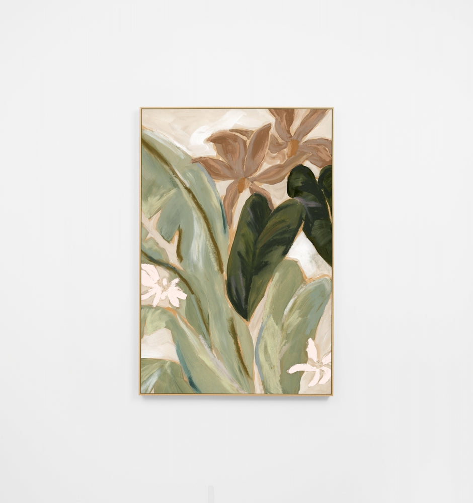 Tropical Flora Khaki 2 Canvas