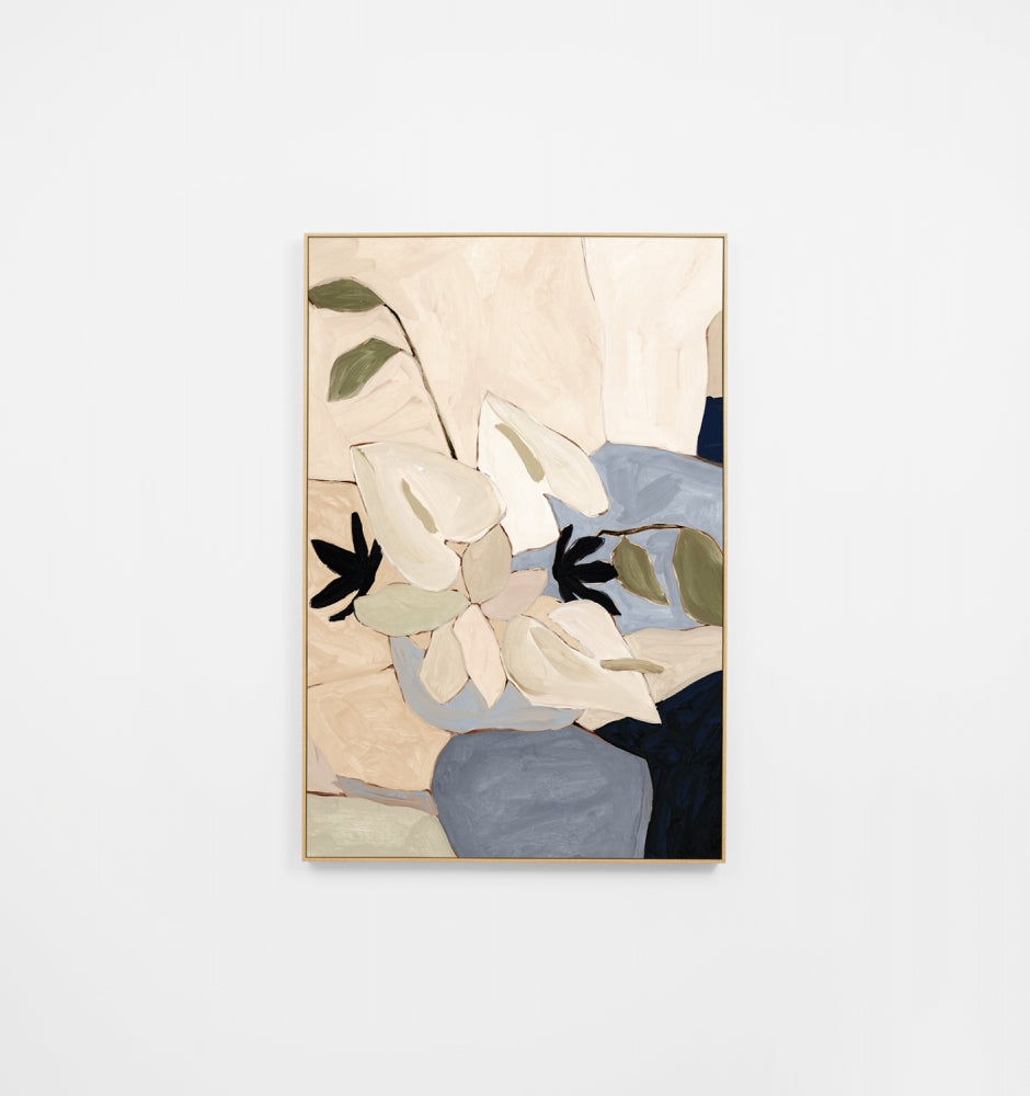 Lily Mosaic Blue Canvas