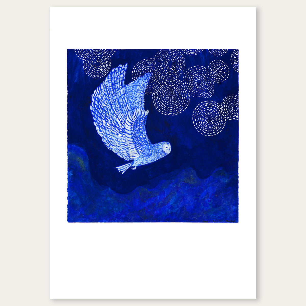 Blue Moon - Owl Takes Flight In The Moonlight.